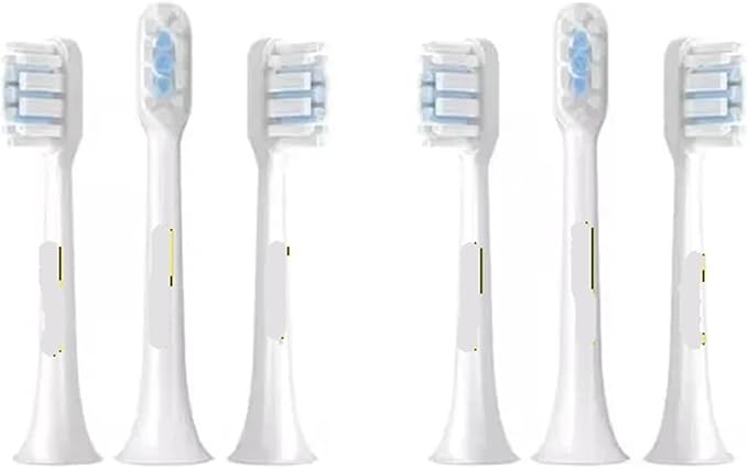 Compatible for Mijia Electric Toothbrush Head T100 T200 T300 T301 T302 T700 Replacement Heads Soft Bristle Brush(6pcs White T301 T302)