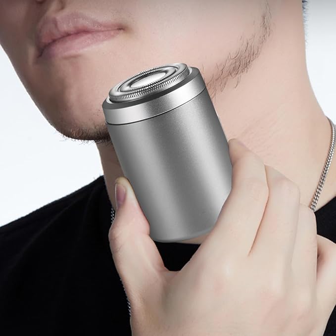 Mini Electric Razor for Men 2023 New Upgrade Mini Shave Portable Electric Shaver USB Rechargeable Shaver Easy One-Button Use Suitable for Home Car Travel Father's Day Gift (Silver)