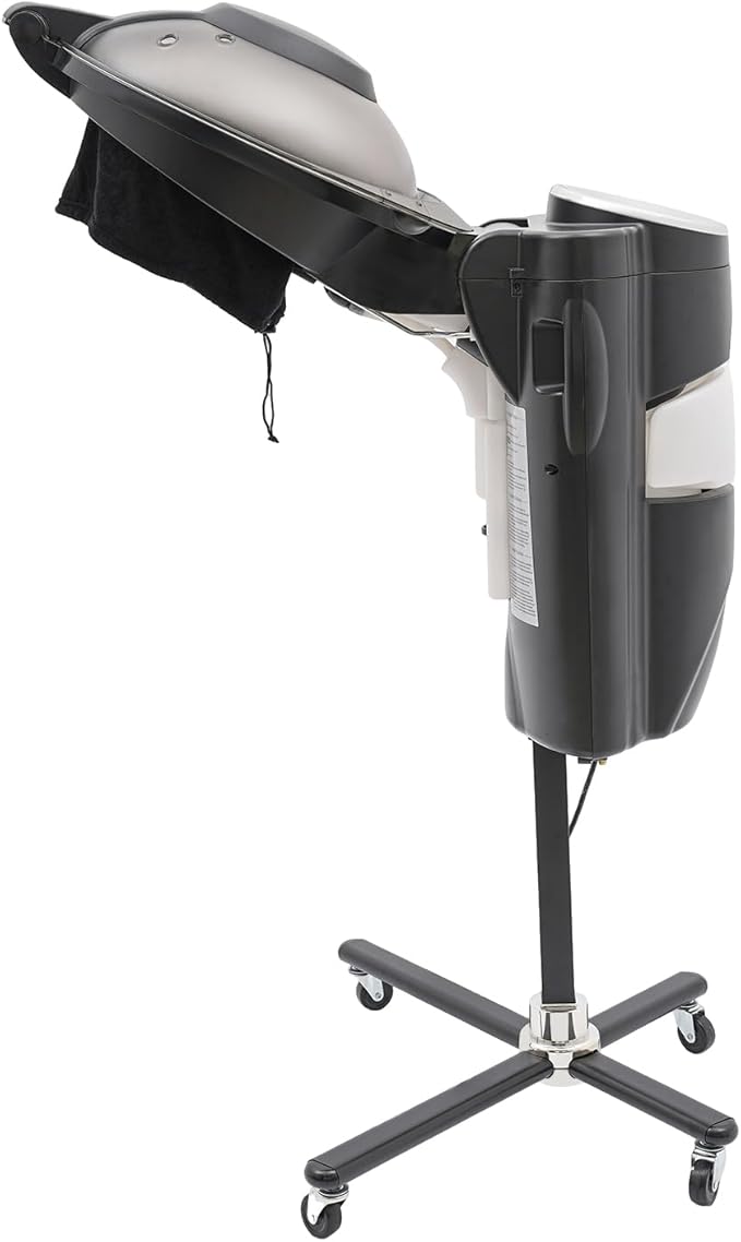 12 Colors Hair Steamer with Wheels Multi-Function Salon Hair Scalp Treatment Machine Dye Perm Professional O3 Ozone Hair Steamer Height Adjustable (Black)