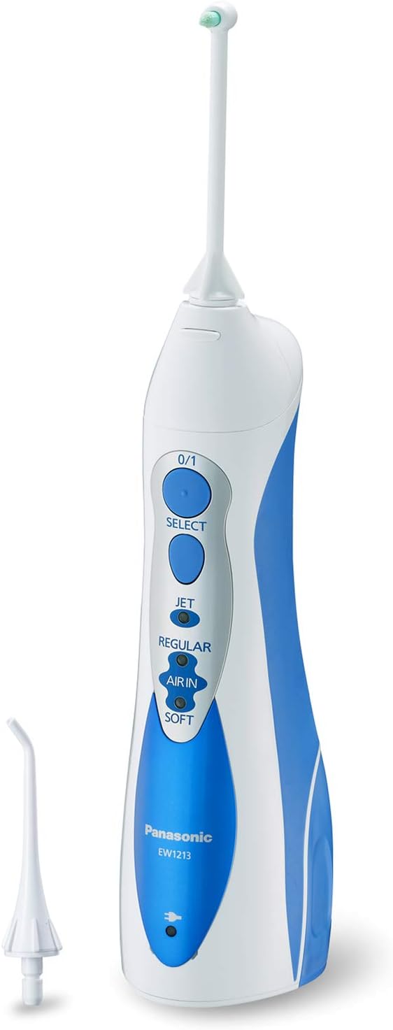 Panasonic Professional Water Flosser for Braces 2-in-1 Cordless Portable Oral Irrigator with Jet Nozzle &amp Tuft Brush EW1213A White
