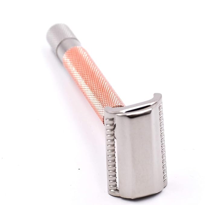 Parker Semi-Slant Safety Razor – Rose Gold Finish | Elegant DE Razor for Women &amp Men with Sensitive Skin | Slanted Head + 5 Parker Blades for Smooth Results | Iconic Brand