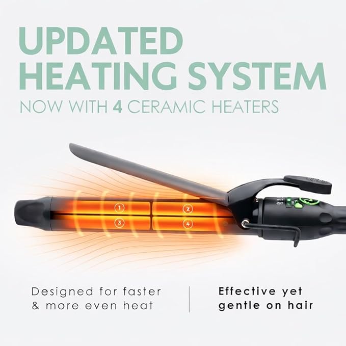 MINT REVAMP X-Long Curling Iron – 1.25 Inch | Updated Design with Faster Heat Optimized Clamp Tension &amp Improved Comfort