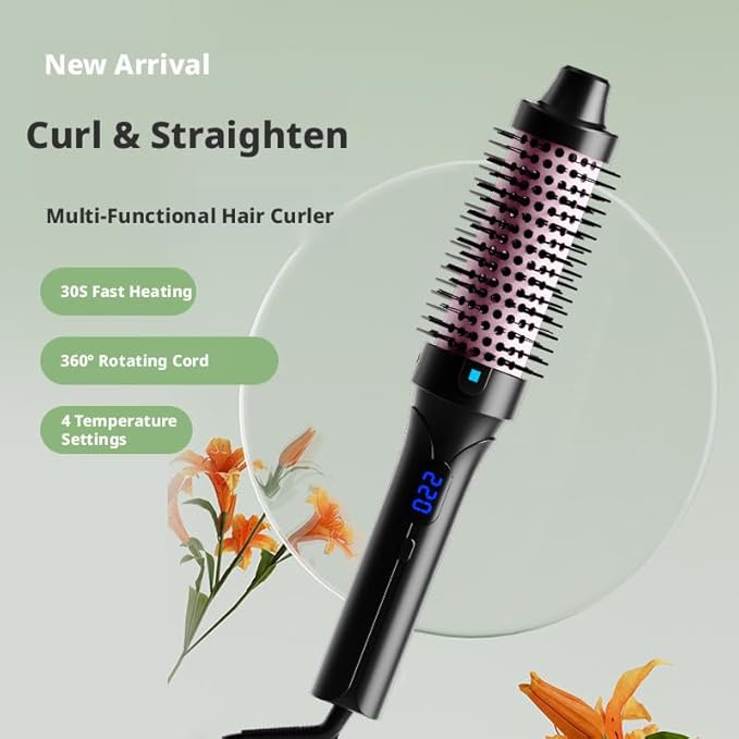 Multi-Functional Hair Curler and Straightener 30S Fast Heating 360° Rotating Cord 4 Temperature Settings Auto Shut Off