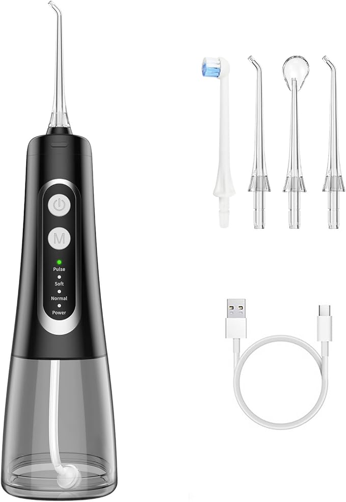 Oral Irrigator with 4 Modes 300ml Tank Cordless &amp Rechargeable Waterproof