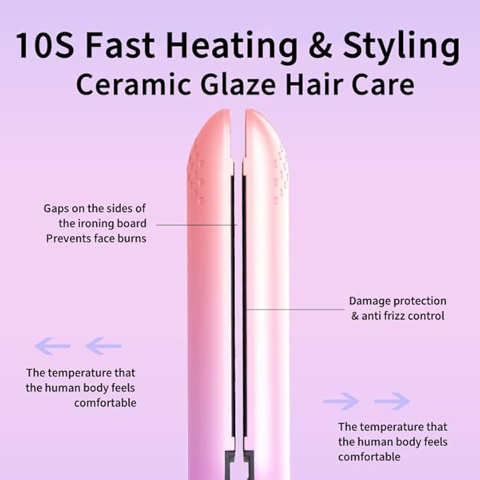 2-in-1 Hair Straightener Flat Iron Straightener and Curler for All Hairstyles Professional Hair StraighteningFlat Iron for One Pass to Achieve a Sleek Look(Black)