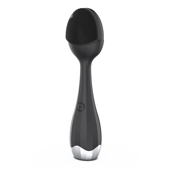 Perry Ellis 4-Speed Facial Cleansing Brush for Men Silicone Face Scrubber &amp Exfoliating Tool with Cooling Plate IPX6 Waterproof Electric Face Cleanser USB Rechargeable 5-Hour Battery
