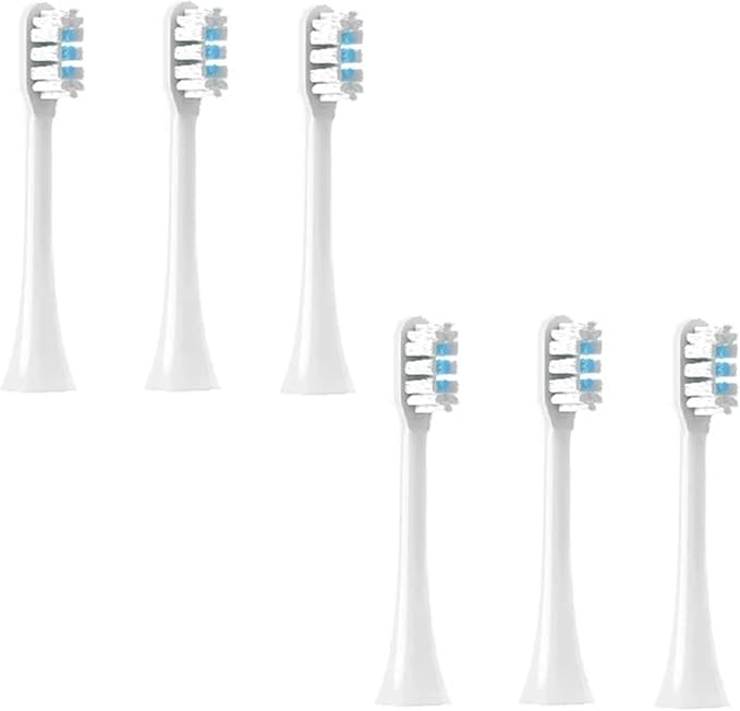 Replaceable Brush Heads Compatible for XIAOMI MIJIA T301 T302 Soft Dupont Clean Bristle WhiteBlue Dark Blue Sonic Nozzles(6 White)
