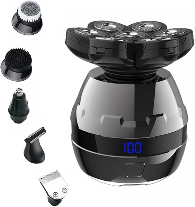 Head Shaver for Men 6 in 1 Electric Shaver 6 Head Razor Electric Bald Machine Beard Razor Full Body Wash Wet &amp Dry