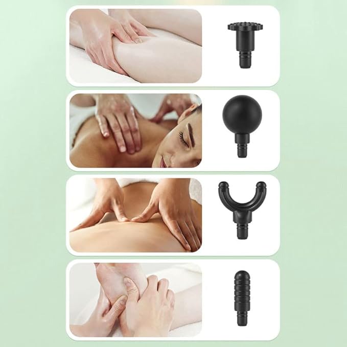 Massage Gun Deep Tissue Massager with 9 SpeedsUltra-Quiet Handheld Mini Percussion Muscle Massage Gun with 4 Massage Heads(Color:A)