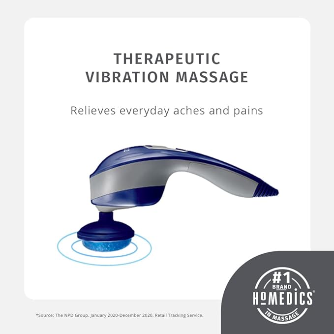 Homedics Thera-P Hot &amp Cold Handled Variable Speed Massager with 9 Custom Attachment for Sore or Overworked Muscles Blue