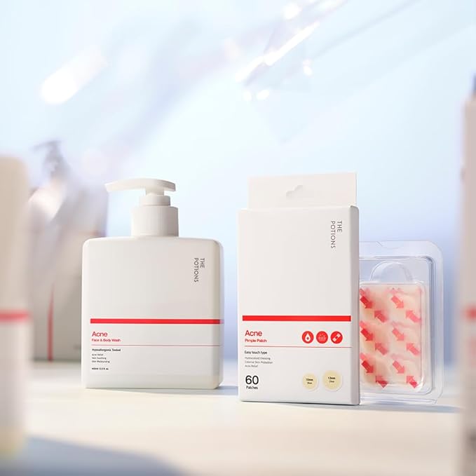 The Potions Clear Skin Duo – Gentle Body Wash &amp Invisible Pimple Patch Set | Summer Skincare Essentials for Clean Comfortable Skin | Korean Daily Body Routine