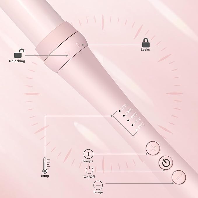 Curling Iron Set 7-in-1 Multi Curler Wand Set with 5 Interchangeable Barrels(0.6-1.25) Crimper Styling Tools Heated Round Brush Hair Straightener Ceramic Coating with Pink Gift Package