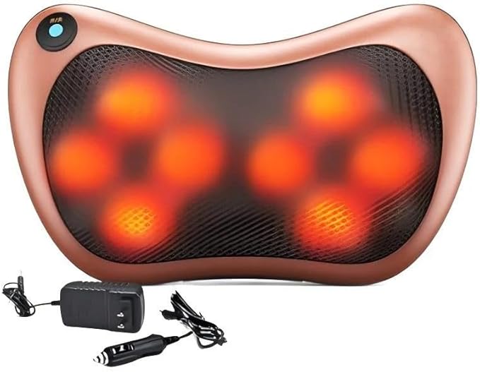 Full Body Electric Massage Pillow for Pain Relief -Shiatsu Neck and Back Massager with Heat Relieve Muscle Stiffness Improves Blood Circulation for Home Office Car-Gifts for Mom Dad (8-Head UK)