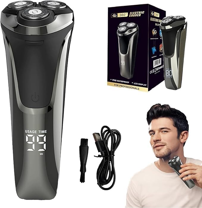 Snapbuy Electric Razor for Men Snapbuy Electric Razor Pro of Father 4D Floating Head Rotary Shaver2025 New Electri c Shaver with LCD Display &amp Quiet Motor IPX7 Waterproof (Black)