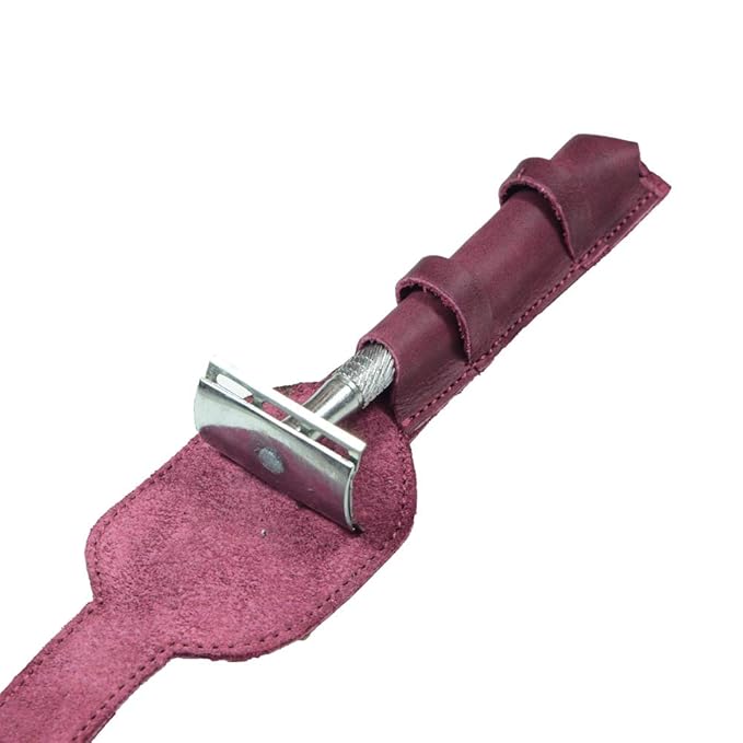 Hide &amp Drink Leather Double Edge Safety Razor Protective Case Shaving Travel Pouch Handmade (Sangria)