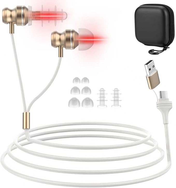 2-in-1 Red Light Therapy Device for Ears &amp Nose650nm LED for Ear ComfortSinus Support&amp Daily Relaxation with USB &amp Type-CIncludes Soft Silicone Tips and Travel Case