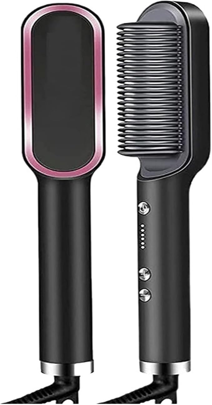 Straightening Wand Hair Straightener Professional PTC Quick Heated Electric Comb Personal Care Multifunctional Hairstyle Brush Straightener(RedUK)