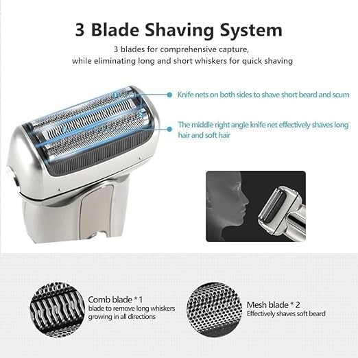 Electric Shavers for Bald Men Reciprocating Electric Shaver 3 Blade Shaving System USB Rechargeable Shaving Machine for Men