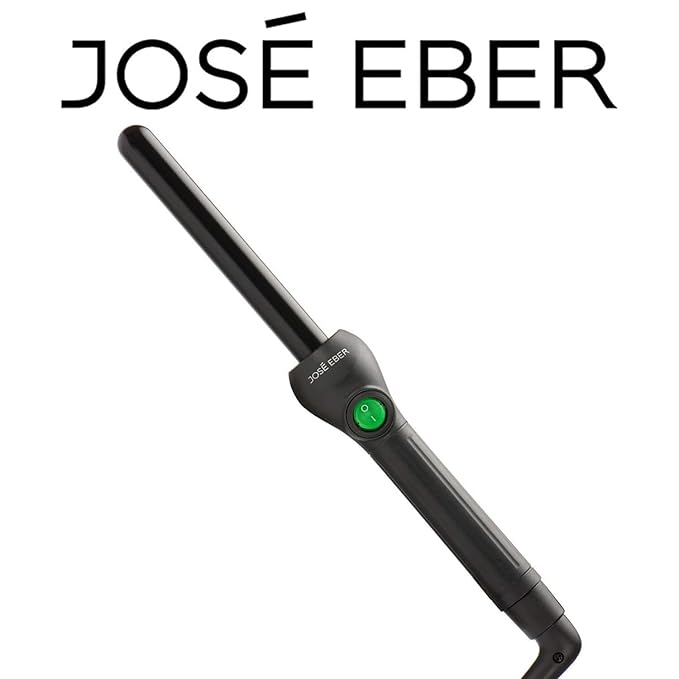 Jose Eber: Clipless Curling Iron .75 (19mm) - Black - Professional Tourmaline Ceramic Barrel Wand Styling Tool Ion Technology Heat Resistant Glove