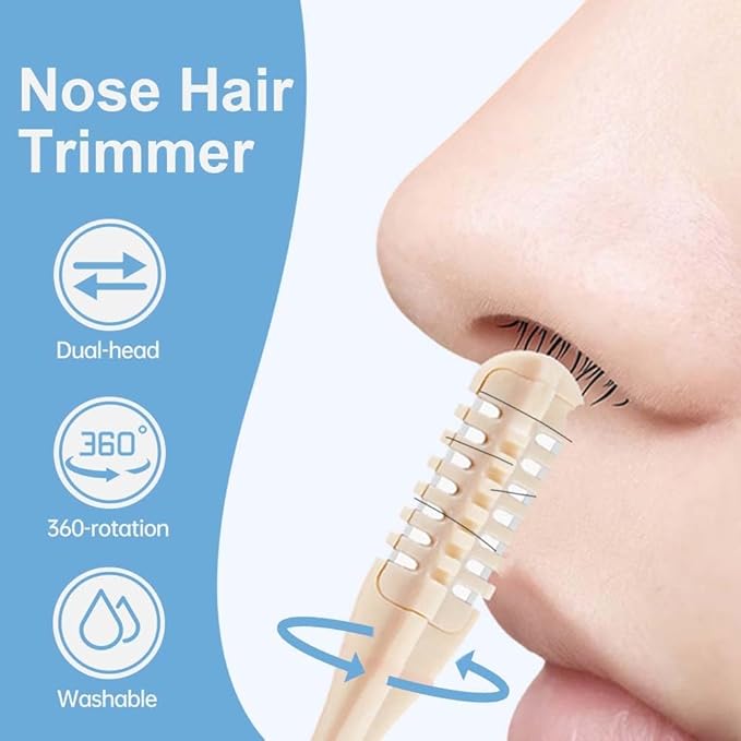 2026 Upgraded 2-in-1 Manual Nose Hair Trimmer &amp Ear Cleaner for Men and Women - 360° Rotating Dual-Blade Nose Hair Cutter Portable and Reusable Beige (10 Pack)