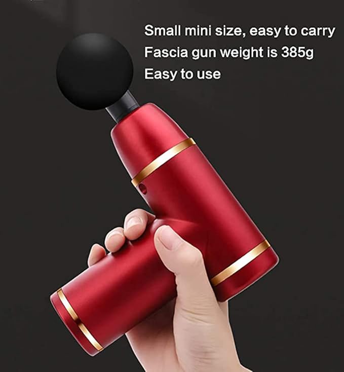 Small Muscle Massage Gun Mini Handheld Electric Deep Tissue Percussion Muscle Massager for Pain Relief 8 Speed Quiet Portable Body Fascia Gun Muscle Massager for Athletes with 4 Heads (Red)