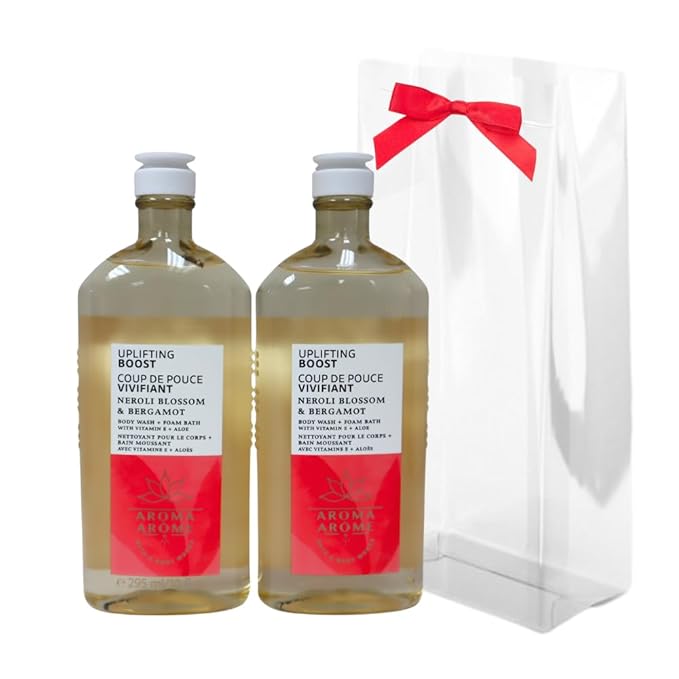 Bath &amp Body Works NEROLI BLOSSOM &amp BERGAMOT Body Wash Gift Set with a Red Bow for Holidays &amp Gifts - Pack of 2