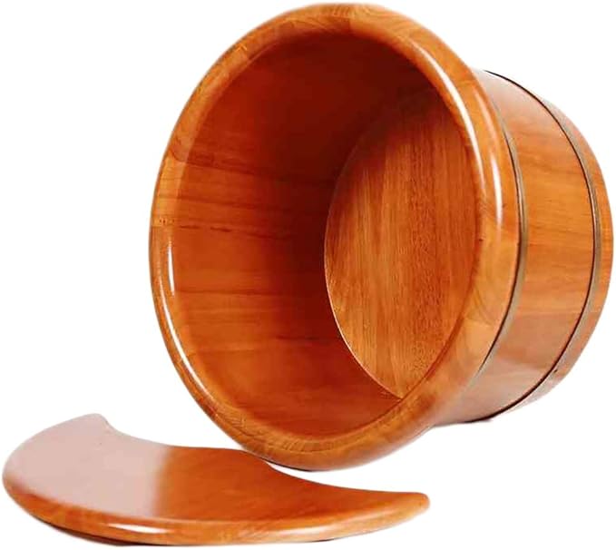 Wood Foot Bath Bucket Foot Bath Barrel Adult Wooden Foot Basin Super Insulation to Promote Blood Circulation Oak with Lid Foot Barrel26cm