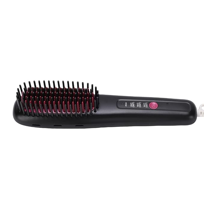 ZJchao Hair Straightener Comb Adjustable 3 Temperature Settings Portable Straightening Brush with 3D Teeth for Home Travel Use Black