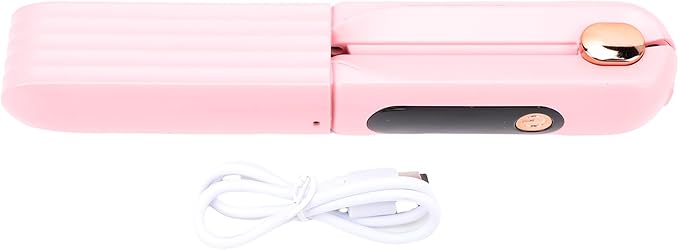 FILFEEL 60W Cordless Hair Straightener Brush 2 in 1 Straightening Comb and Curler with Digital Display 3500mAh Battery for Daily Hairstyles (Pink)