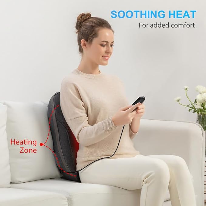 CooCoCo HSA Store Eligible Shiatsu Back Massager with Heat Portable Massage Chair Pad Kneading Massage Mat for Pain Relief Chair Massager for Office Home