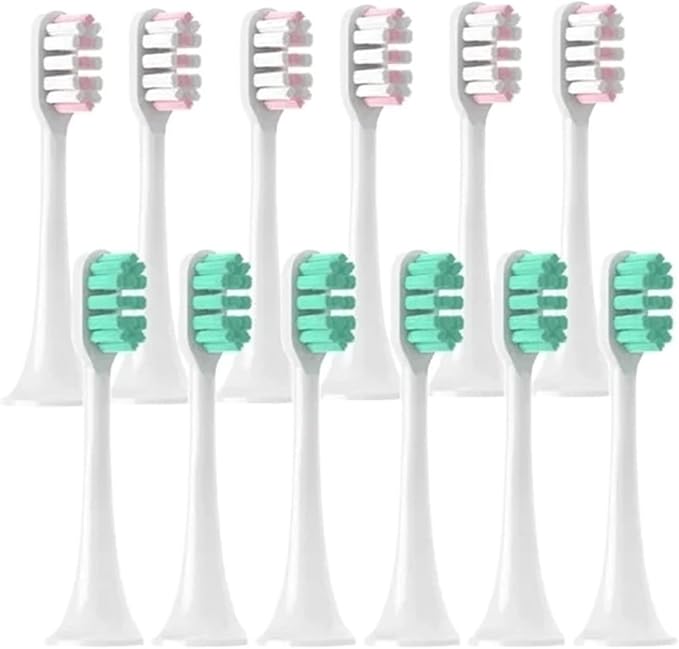 Compatible for XIAOMI MIJIA 4/12PCS Replacement Brush Heads - T300/T500/T700 Sonic Tooth Soft Bristle Vacuum Package(6Pink 6Green)