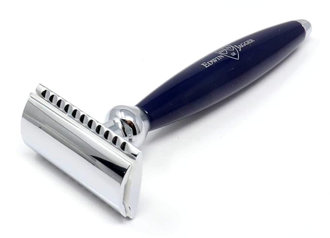 Edwin Jagger Bulbous De Razor - Safety Razor Double Edge Razor Wet Shaving Razors … (Blue)
