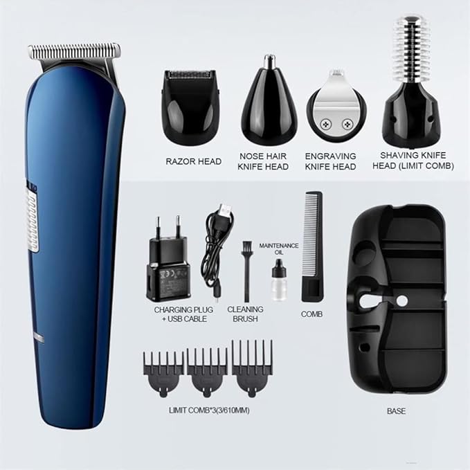 Hair Clipper Trimmer 5 In 1 Multifunctional Hair Clipper Shaver Nose Ear Eyebrow Trimmer Four Heads for Man USB Chargeable Hair Beard Trimmer (Color : With box)
