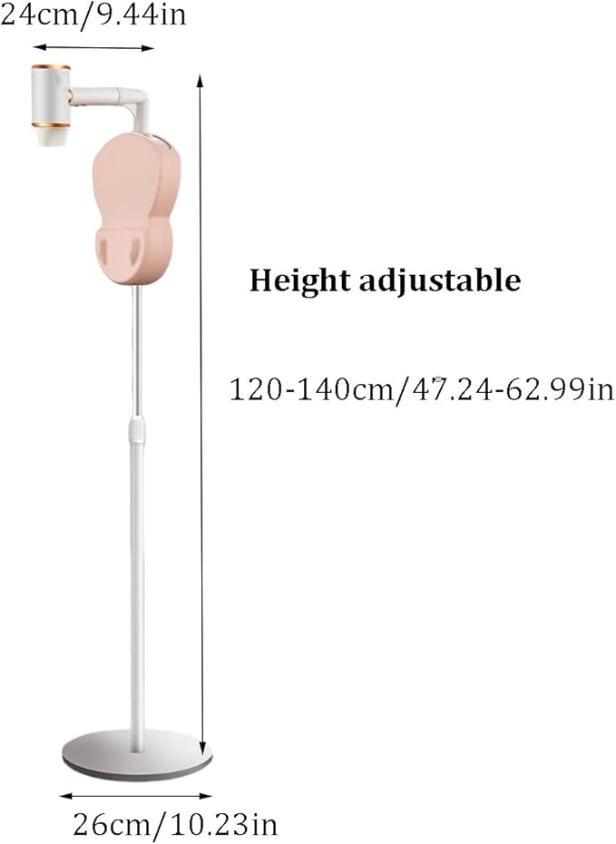 Lazy Hair Dryer Stand Hands Hands-Free Hair Drye Adjustable Height and Angle Automatic Power Off When Tilted Portable Blow Dryer for Home Pets Women Elderly(Rose red)