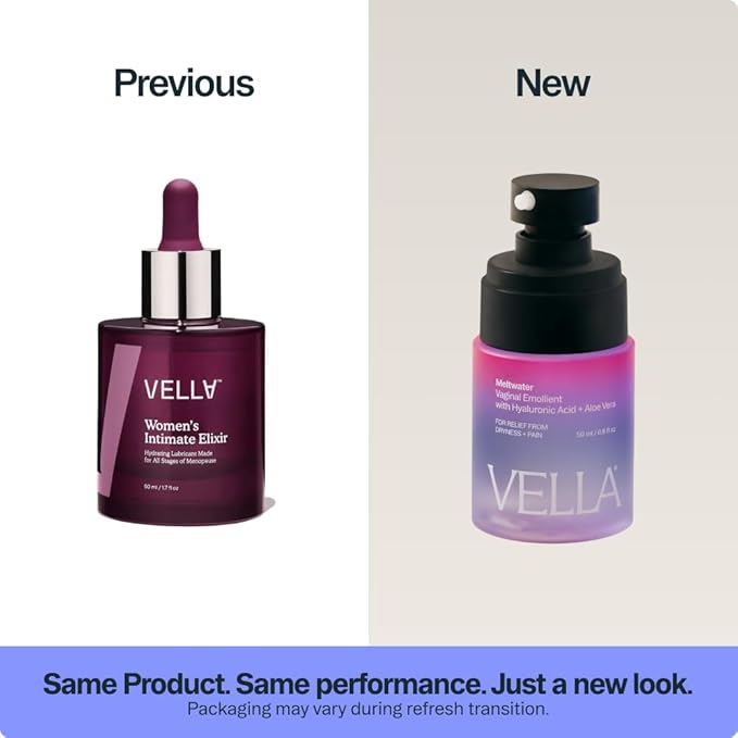 Vella Women's Intimate Elixir™ - Lightweight Water-Based Hydration - Ideal for all Stages of Menopause - Hyaluronic Acid Vaginal Moisturizer with Chasteberry &amp Aloe Vera Body Glide For Intimate A