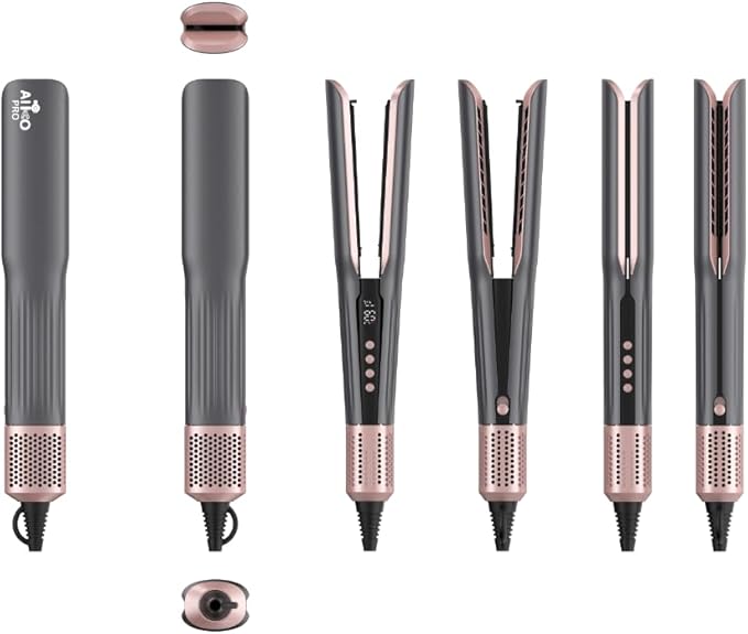 2 in 1 Wet to Dry Hair Dryer and Straightener with High Speed Airflow Ionic Air Straight Style from Wet Hair Rapid Heat-Up Adjustable Temps LCD Display Fast Drying and Hair Straightening in One