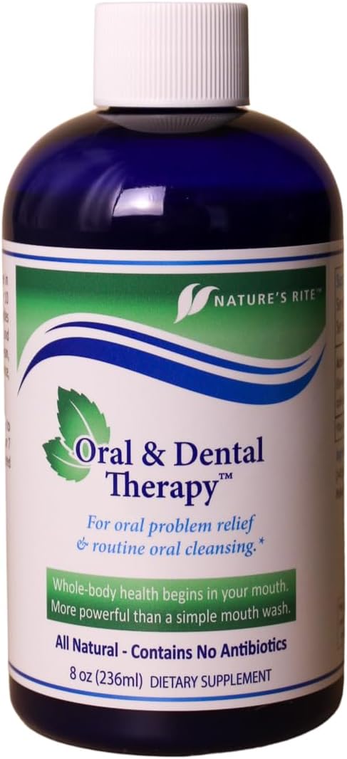 Nature's Rite Colloidal Silver - Oral and Dental Therapy - Mouthwash for Fresh Breath and Healthy Gums - All Natural Oral Care Solution - Polysorbate 20 Silver Colloid Peppermint Oil - 236 ml