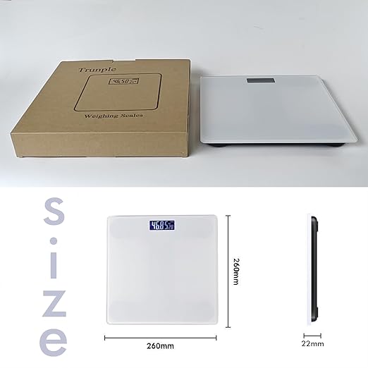 Weighing Scales for Bathroom Precise Digital Weighing Device for Individuals Compact Design LED Screen Highly Accurate Digital Bathroom Body Scale Measures Weight up to 180kg White