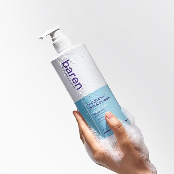 Baren Body Wash with Salicylic Acid – Gentle Exfoliating Cleanser for Sensitive Skin Hydrating and pH-Balanced Sulfate and Paraben Free Korean Skin Care 16.9 fl oz