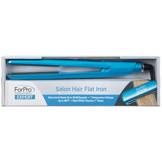 ForPro Professional Collection Expert Salon Hair Flat Iron Advanced Nano Silver Titanium Technology Ultra-Fast Heating with 7 Heat Settings LCD Screen 1