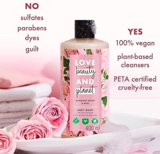 Murumuru Butter &amp Rose Moisturising Body Wash I Liquid Shower Gel I Sulfate Free Paraben Free 200 ml