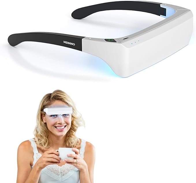 GentleGlow MEINNO Light Therapy Glasses Blue-White UV-Free Light Therapy Lamp Portable Daylight Lamp Wearable Sunlight Lamp Boost Energy Relief for Sleep Problems Jet Lag