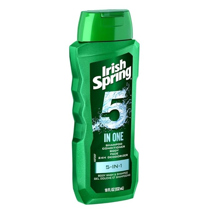 Irish Spring Body Wash &amp Shampoo - 5 in 1 - Net Wt. 18 FL OZ (532 mL) Per Bottle - Pack of 3 Bottles