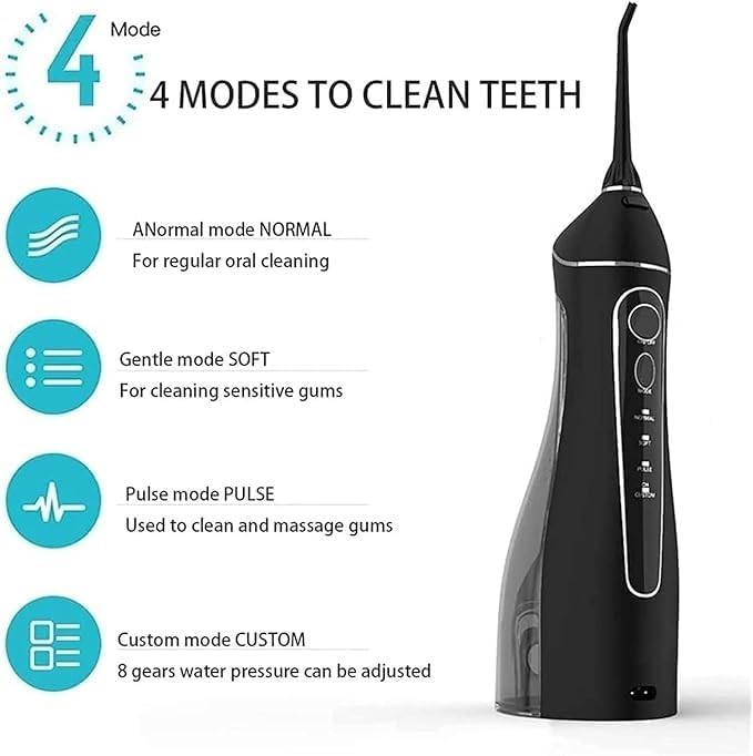 Water Flosser Cordless for Teeth Portable Dental Oral Irrigator 4 Modes USB Rechargeable IPX7 Waterproof Very Suitable for Home Travel Tooth Bridge Care