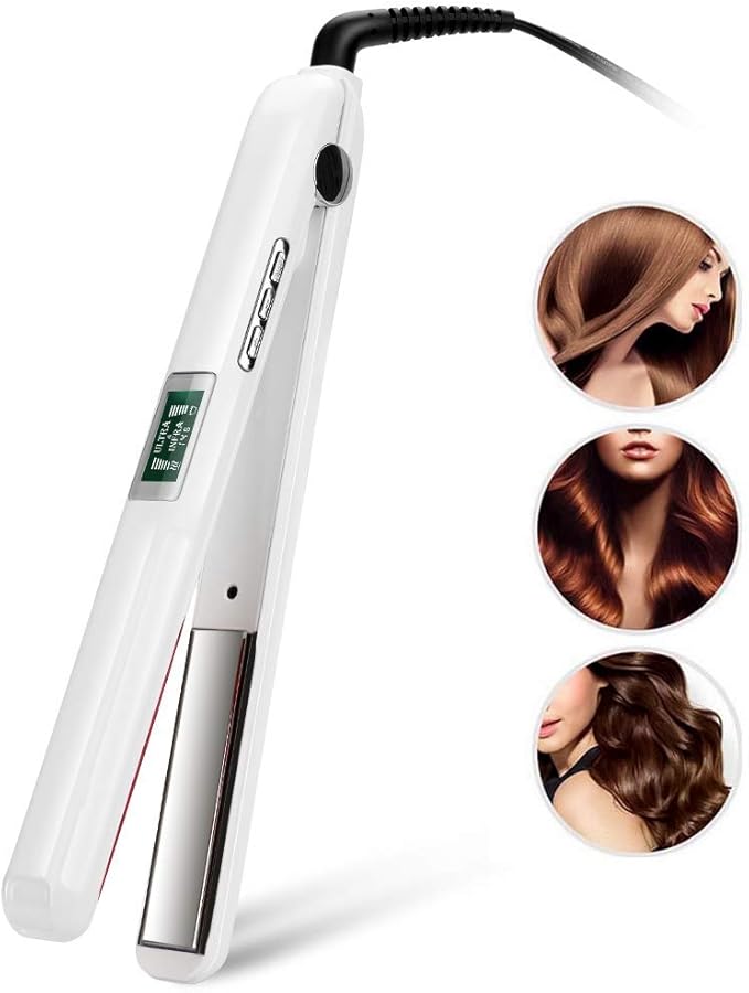Ultrasonic Hair Treatment Iron with Infrared No Heat Technology Professional Cold Iron for Damaged Hair Recovery Dual Voltage (White)