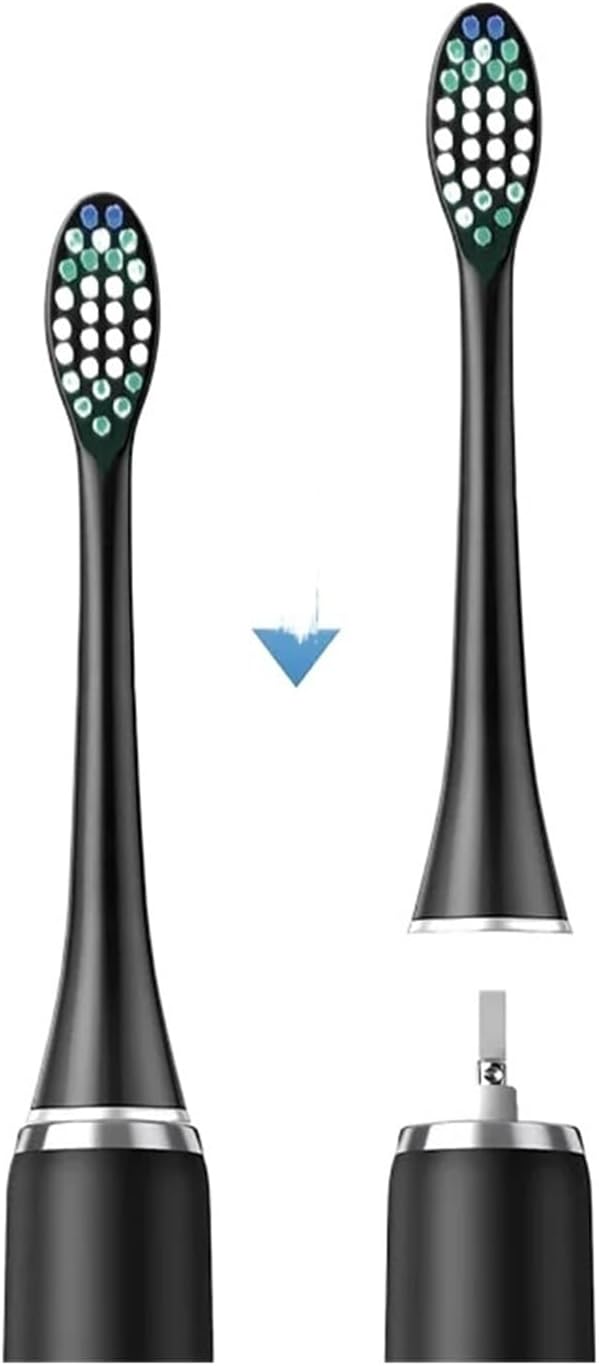 10 Pieces Large Brush Head Crescent-Shaped Bristles Compatible for Aquasonic Series Electric Toothbrush Soft Bristle Deep Clean Teeth(Black)