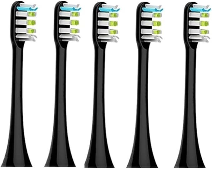 Compatible for Xiaomi SOOCAS Brush Head X3 X5 X3U X1 V1 V2 SOOCARE Replacement Head Bristle Sonic Electric Nozzles with Anti-dust Cap Clean(5pcs Black)