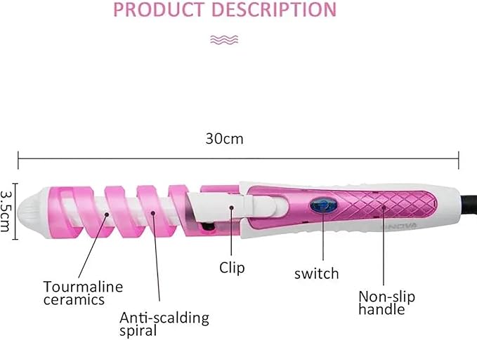 Automatic Spiral Hair Curling Iron Wave Hair Stick Spiral Easy-to-use Curling Wand Long-Lasting Salon-Quality Curls and Waves (Color : Blue)