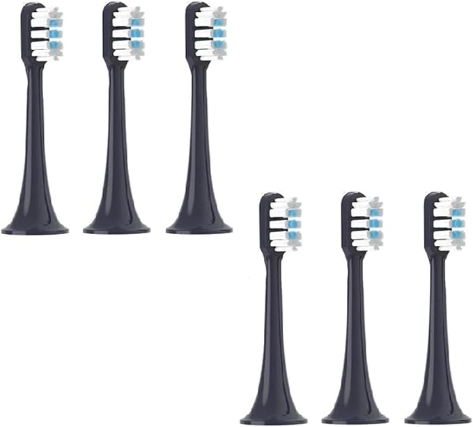 Replaceable Brush Heads Compatible for XIAOMI MIJIA T301 T302 Soft Dupont Clean Bristle WhiteBlue Dark Blue Sonic Nozzles(6 Blue)