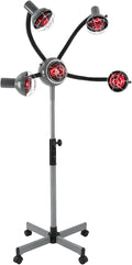 750W 110V 5 Head Infrared Heat Lamp Adjusting Height Styling Perming Dryer with Wheels Hairdressing Heater for Barber Shops Beauty Salons (Silver-Grey)